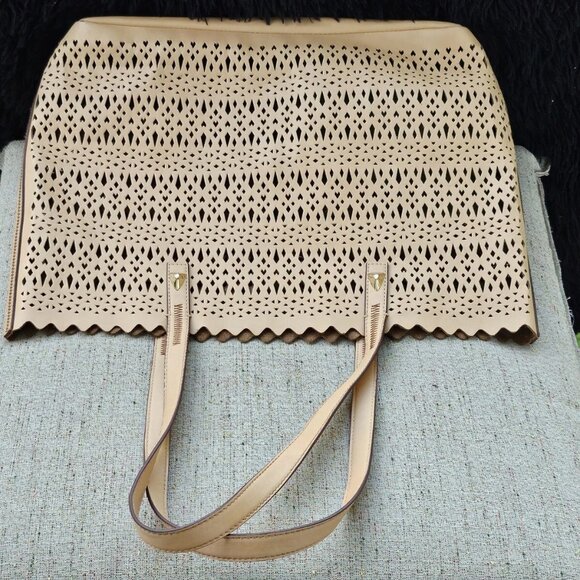 Stella & Dot Women Hand Bag Tan Faux Leather Vegan Large Tote Bag Avalon Bag - Picture 2 of 13